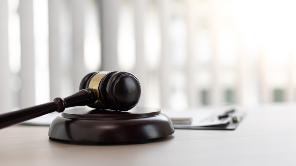 gavel with a white background and form in frame