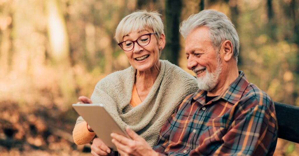 Older couple reading together